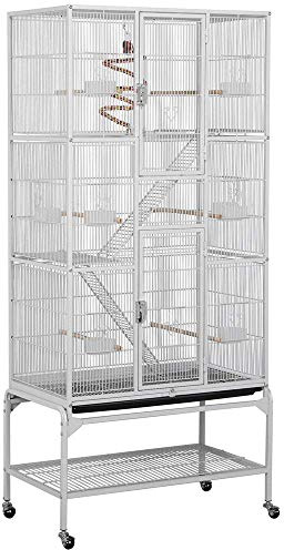 Yaheetech Jaula Grande para Pájaro con Ruedas 77 x 46 x 175,5 cm Blanco