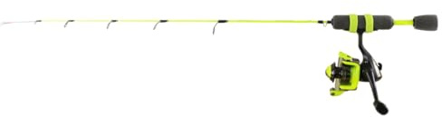 CLAM Voltage 28” Ice Fishing Rod & Reel Combo – Hybrid Graphite/Fiberglass Blank, Smooth Drag & EVA Grip for Cold-Weather Angling