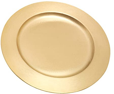 NKlaus Ø17cm Plato para Velas Grande con Borde de latón Dorado Mate Ø 11cm en el Interior del Plato de decoración 10584
