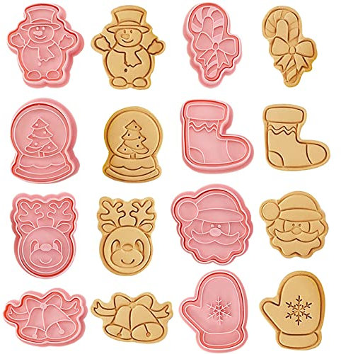 Flyftrey 8 PCS Ausstechförmchen Weihnachten, Weihnachten Keksausstecher, Plätzchenformen für Kinder, Fondant Ausstechformen, Cookie Cutter, Cookie Backen Form, Kinder Backen Küche Zubehör