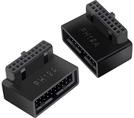 chenyang 2 Pack USB 3.0 Front Panel Header 19/20Pin Male to Female 90 Degree Angled Mainboard Header Gender Changer Connector Adapter Overmold Type