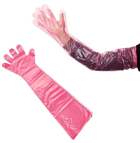 Guanti usa e getta per inseminazione,guanti lunghi in plastica veterinaria,Guanto Impermeabile Trasparente Monouso,a braccio lungo,trasparenti,per inseminazione artificiale,esami veterinari,8 pz