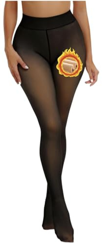 Sumvov collant polaire femme effet transparent, Legging Collant femme hive grande taille, Collants thermiques pour femme - Doublure d'hiver - Faux translucide - En peluche