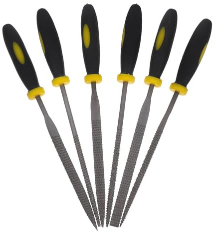 VILLCASE 6-Teiliges Holzfeilen Set, 140x3mm Raspel Holz mit Bequemen Handgriffen - Mini Holzfeilen Werkzeug für Holzbearbeitung, Heimwerken, Handwerk