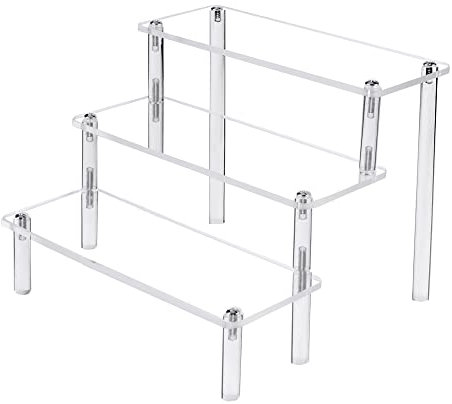 Soporte de Exhibición de elevadores de acrílico, 3 Niveles Colección de Organizador de Estante de Escalera, estante de exhibición de acrílico transparente para figuras Funko Pops, Postres, 30 x20x15cm