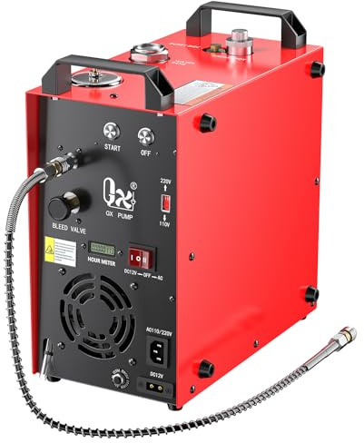 GX PUMP CS4-I Compresor de aire PCP portátil, motor potente de 350 W, máximo 5800 psi/40 Mpa, convertidor doméstico integrado, refrigeración por agua y ventiladores, 5 horas de trabajo continuo