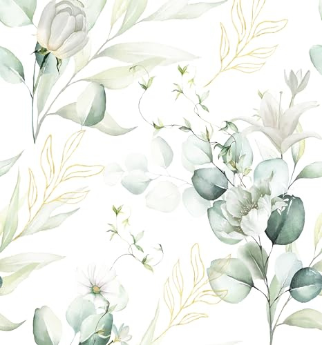myforHD Carta da Parati Autoadesiva Fiore Foglia Vintage Decorativo Sfondo 44cmx1000cm Carta da Parete Adesivo Vinile Soggiorno Camera Da Letto Bagno