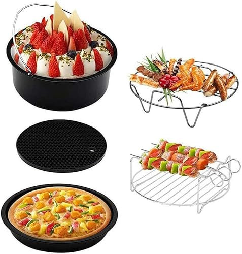 Jowenia Airfryer Lot de 5 accessoires de friteuse à air chaud pour friteuses Air Fyer de 3,5 à 5,5 l toutes les marques - Passe au lave-vaisselle - Sans BPA - Accessoires Air Fryer