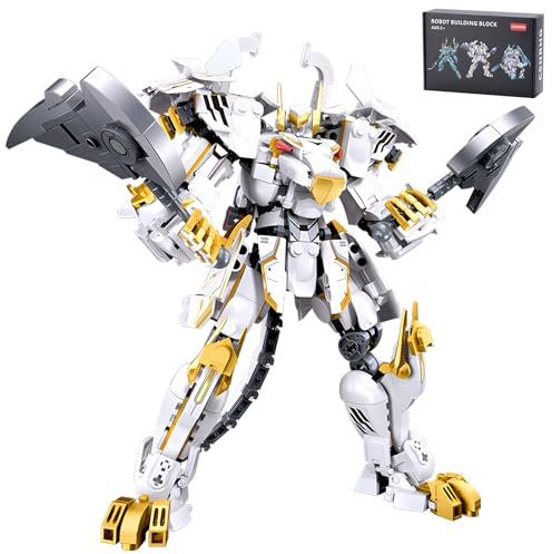 CSNRHG White Tiger Samurai mech Robot Model with Double Axe Head Building Blocks Toy Set Mythical Birthday for Age 8+ Children Adults Teens 679 Pieces