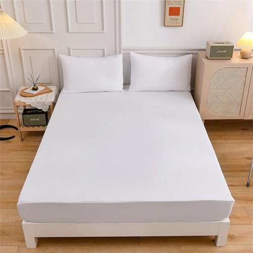 Surwin King Double Single Fitted Sheets, Soft Microfibre Fitted Bed Sheets, 27cm Deep Pocket Fitted Sheet, Monochrome Bedsheets (Single,White)