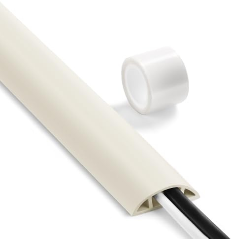 Floor Cable Cover 3ft Beige, LZEOY Cord Covers for Wires on Floor, Cord Hider Floor Cable Management, Extension Cord Floor Cover Low Profile, Floor Cord Cover for Office/Carpet/Floor