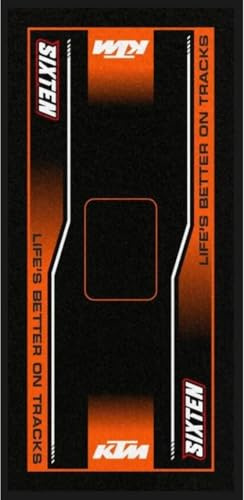 SIXTEN Motorradmatte für KTM 95x200 – Umweltfreundliche Motorradmatte – Für Fahrerlager und Garagen – Waschbar und umweltfreundlich – Ideales Motorradgeschenk