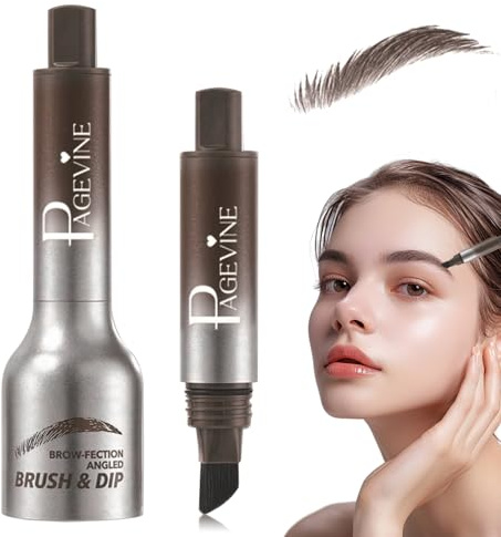 Multifunktionaler Augenbrauen Pinsel und Stift - Flüssiger Augenbrauenstift, Wasserfestes Gel, Abgewinkelter Bürste für Langanhaltende Formen am Haaransatz