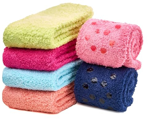sockenkauf24 Lot de 6 paires de chaussettes antidérapantes en ABS pour femme - Chaussettes d'hiver moelleuses et chaudes, 6 paires - Mix 2, 35-42