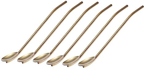 DECHOUS Set Di 6 Cucchiai Di Cannuccia in Metallo Cannucce Riutilizzabili Cucchiai in Acciaio Inox Cannucce Per Cocktail