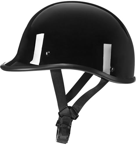 DOT Approved Vintage ABS Shell Motorcycle Half Helmet Novelty Open-Face Polo Cap Helmet Adult Men Women Retro German Style Motorcycle Half Helmet for Cruiser Scooter Chopper ATV v(B,X-Large)