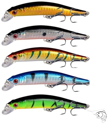 5Pcs Artificial Bionic Sea Fishing Lures, Portable Fishing Lures for Saltwater Freshwater, with Lifelike Swimming Action for Bass, Trout, Salmon & More