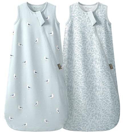 Mosebears 0.5 Tog Baby Sleeping Bag - Cotton Summer Sleep Sack for Newborns, Boys & Girls,M(6-12 Months)