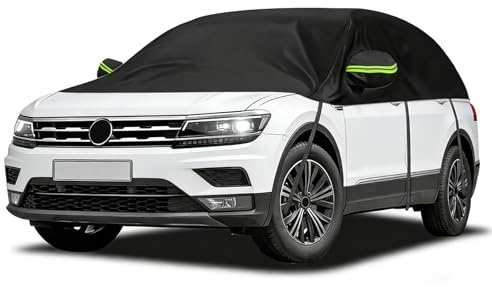 Halvt bilskydd ersättning lämplig för VW Tiguan LWB Tesla Model Y Volvo XC60 BMW X3 Audi Q5, universell solsäker halva halvgarage, vattentät bil halvgarage, UV-beständigt regnskydd