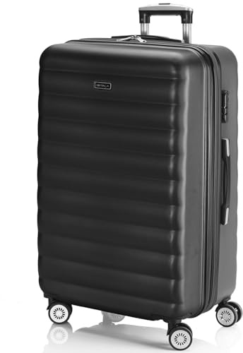 ITACA - Valigia 23Kg da stiva capiente Valigia rigida XL con ruote silenziose Valigia espandibile Trolley Grande Rigido leggero ideale per viaggi lunghi con Lucchetto a combinazione, Antracite