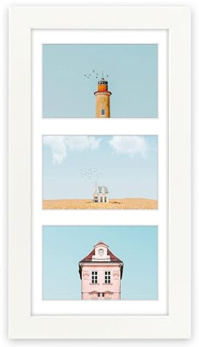 Golden State Art Collage Picture Frame 7x14 Matted 3 4x6 Photos Wood White