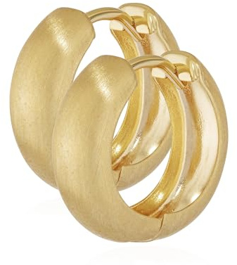 NKlaus Paar Ohrringen Gold - Gelbgold 333 Creolen - Klappcreolen glänzend - 12,2 x 3,2mm - Schmuck Damen und Mädchen - Teilmattiert Rund - 4740