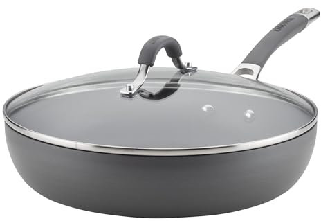 Circulon Radiance Deep Hard Anodized Nonstick Frying Pan/Skillet with Lid - 12 Inch, Gray