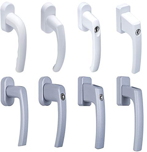 Stahlia Fönsterhandtag aluminium (10 stycken) silver balkongdörrhandtag, fönsterbeslag terrassdörrhandtag, handtag för fönster, fönsteroliv