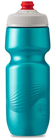 Polar Bottle Breakaway Wave Lightweight Bike Water Bottle - BPA-Free, Cycling & Sports Squeeze Bottle (Teal & Silver, 24 oz)