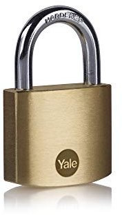 Yale Lucchetto in ottone Y110B/40 40 mm: corpo robusto con doppia chiusura cilindro a 5 perni e arco in acciaio temprato testato EN12320 per la protezione sicura di armadietti e cassette