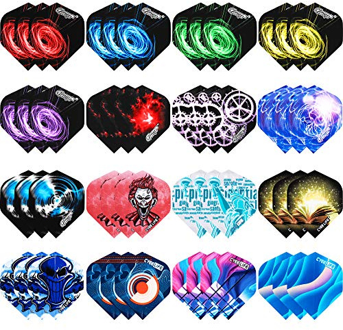 CyeeLife 48Stück Dart Flights in verschiedenen Motiven,Zubehör für Darts