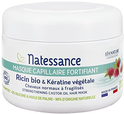Natessance masque capillaire fortifiant ricin bio kératine végétale 200ml