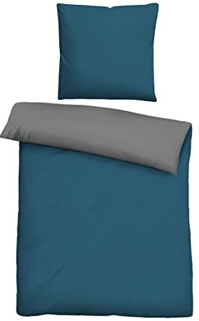biberna 0455775 Bettwäsche Garnitur mit Kopfkissenbezug Linon 1x 135x200 cm + 1x 80x80 cm, cobalt-blau