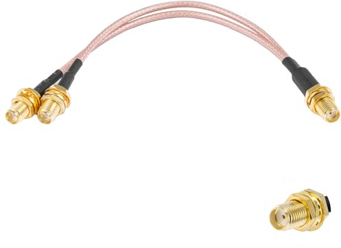 Vecys SMA Splitterkabel SMA Hona till Dubbel Hona Kontakt RF Koaxialkabel 3 Vägssplitter Y-Typ RG316 15 cm/6 tum för Trådlösa Routrar Mini PCIE Nätverkskort PCI Wi-Fi Adaptrar WAN Repeatrar