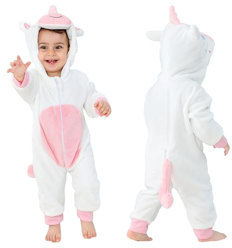 COOKY.D Combinaison d'hiver Bébé Grenouillère avec Capuche,3-36 Mois | Tout-Petit Halloween Flanelle Cosplay Combinaison,Garçons Filles Dessin Animé Déguisement,Mignonne Barboteuse