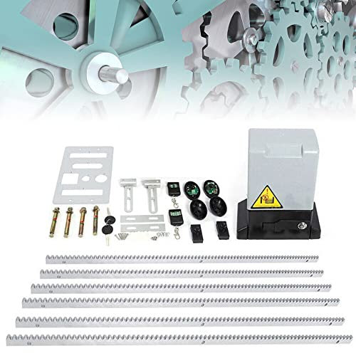 750W Elektrischer Schiebetorantrieb Automatischer Toröffner Torantriebe Schiebetore Fernbedienung Garagentor mit 2 Fernbedienungen und 6 Stück Zahnstange