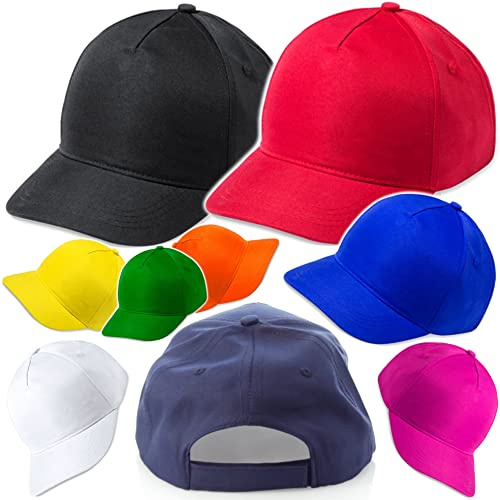 Generico Stock di 3/5/10/20/30/50/100 Pezzi Cappellini a 5 Pannelli Visiera Baseball da Uomo Donna Bambino Cappello Berretto gita Grest Centri Estivi Scuola Camping Recite Bimbi (30)