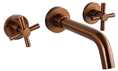 RajoNN 360° Swivel Basin Mixer Tap Wall Mounted Brass Bathroom Sink Hot and Cold Mixer Lavatory Double Handle Washbasin Sink, LOSEGOLD