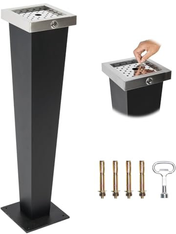 mosegor Kommerzieller freistehender Mülleimer, Vertikaler mülltonne aus Edelstahl mit Schlüssel, Innen Außen Schließbar Abfallbehälter für Pub Hotel Restaurant Garten, 24x24x94cm trash can