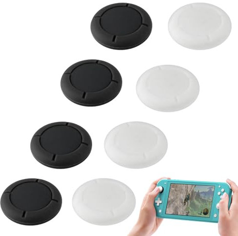 Capuchons de Joystick en Silicone pour Nintendo Switch, Switch Lite et Switch OLED - 8 Pièces, 4 Noires et 4 Blanches, Protection Durable et Installation Facile pour Joy-Con