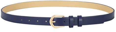 VONMELLI Schmaler Gürtel Damen Dünner Taillegürtel Damen Mode Jeans Kleid Gürtel mit Gold Schnalle Blau Passend für Taillenumfang 63-80cm