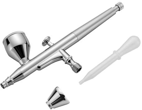 Wiltec Pistola aerográfica X501, alta precisión, boquilla de 0,3 mm, copas de 7 cc y 2 cc, presión de trabajo 15-50 psi, ideal para modelismo, tatuajes temporales y uñas aerógrafo