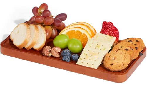 HouseJoy Bamboo Wooden Tray, Small Rectangular Serving Tray for Food, Brown 1