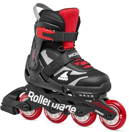 Rollerblade MICROBLADE - Patines en línea para niños, Color Negro/Rojo, 36.5-40.5