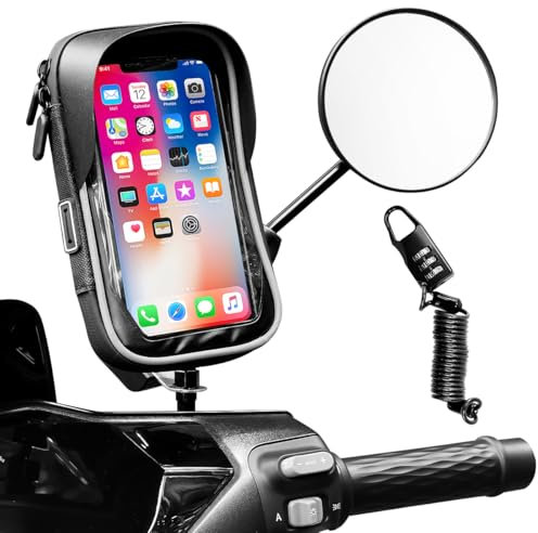 LPAMABA Porta Cellulare Moto Impermeabil - Supporto Telefono Moto Antishock con 1 Lucchetto per Casco, Compatibile con iPhone 15/14 PRO Max, Samsung Galaxy S23+/S22+ e Smartphone Fino a 6.8 Pollici