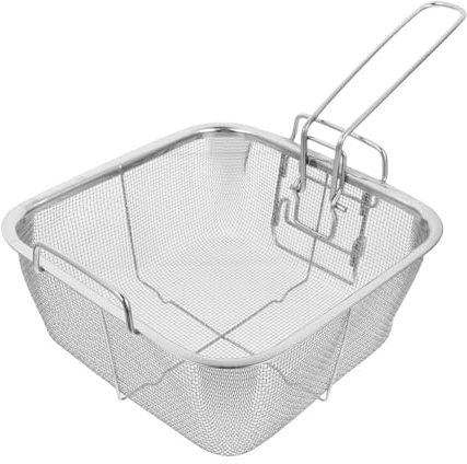Stainless Steel Skimmer Strainer with Folding Handle for Frying
