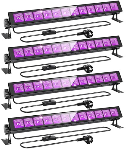 CREATESTAR 45W Luz Negra LED, Barra LED UV de 385-400nm con Interruptor, Foco Ultravioleta Impermeable IP66 Luces uv para Fiestas, Efectos Fluorescentes y Decoraciones de Halloween