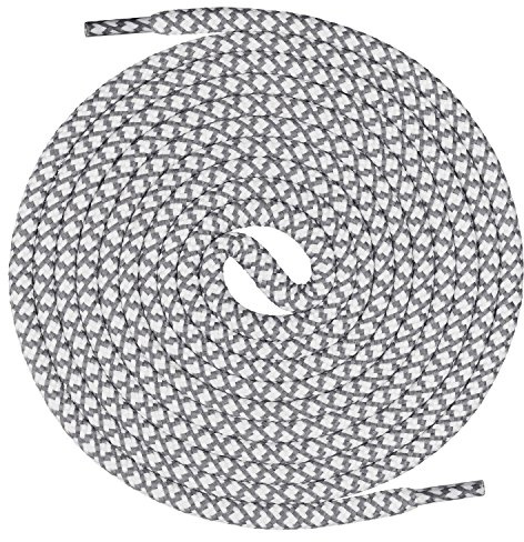 Mount Swiss runde Premium-Schnürsenkel für Arbeitsschuhe Wanderschuhe und Trekkingschuhe - 100% Polyester - extrem reißfest - ø 5 mm - Farbe Weiß-Grau Länge 120cm