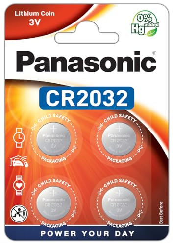 Panasonic CR2032 Lithium Knopfzelle, 3V, 4er Pack