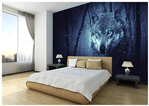 Wolf Snow Animal Tree Photo Wallpaper Home Mural Kids Children Room Decoration
